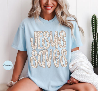 Jesus Saves Comfort Colors® Shirt | Christian Christianity Faith Shirt | Religious Apparel Catholic Y2K Tee Shirt