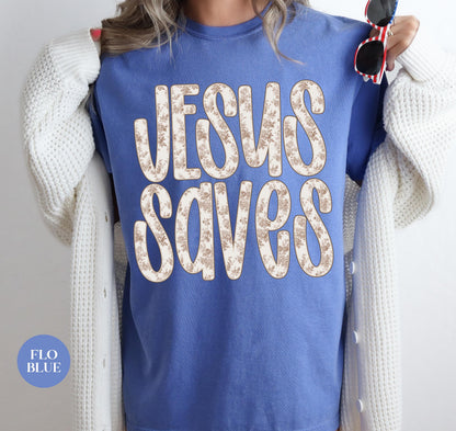 Jesus Saves Comfort Colors® Shirt | Christian Christianity Faith Shirt | Religious Apparel Catholic Y2K Tee Shirt