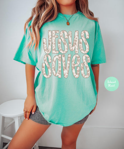 Jesus Saves Comfort Colors® Shirt | Christian Christianity Faith Shirt | Religious Apparel Catholic Y2K Tee Shirt