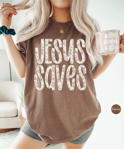 Jesus Saves Comfort Colors® Shirt | Christian Christianity Faith Shirt | Religious Apparel Catholic Y2K Tee Shirt