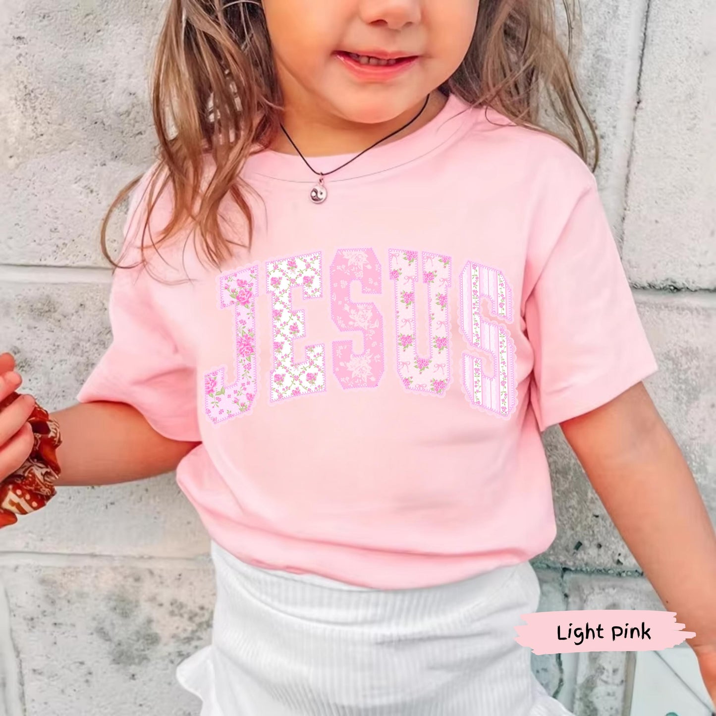 Kids Floral Pink Preppy Jesus Easter Comfort Colors® Graphic Shirt | Baby Toddler Child's Jesus Christian Faith TShirt Shirt | Easter Tee