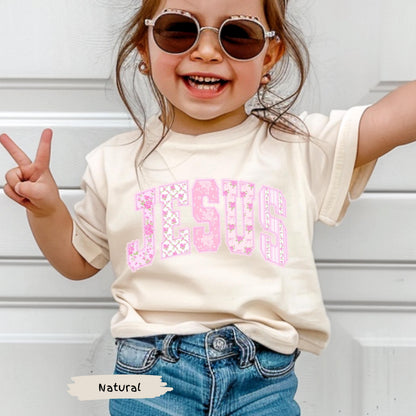 Kids Floral Pink Preppy Jesus Easter Comfort Colors® Graphic Shirt | Baby Toddler Child's Jesus Christian Faith TShirt Shirt | Easter Tee