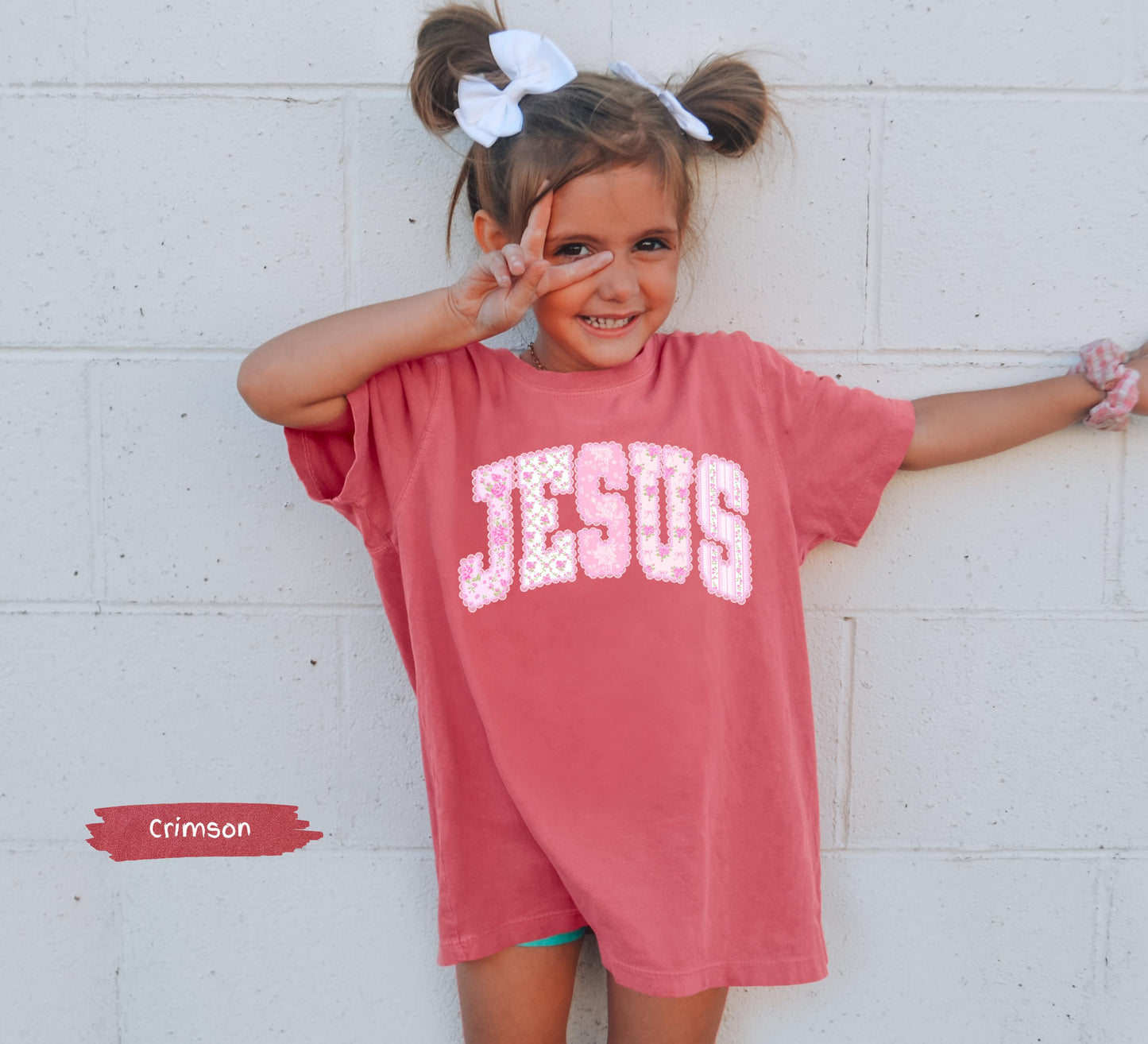 Kids Floral Pink Preppy Jesus Easter Comfort Colors® Graphic Shirt | Baby Toddler Child's Jesus Christian Faith TShirt Shirt | Easter Tee