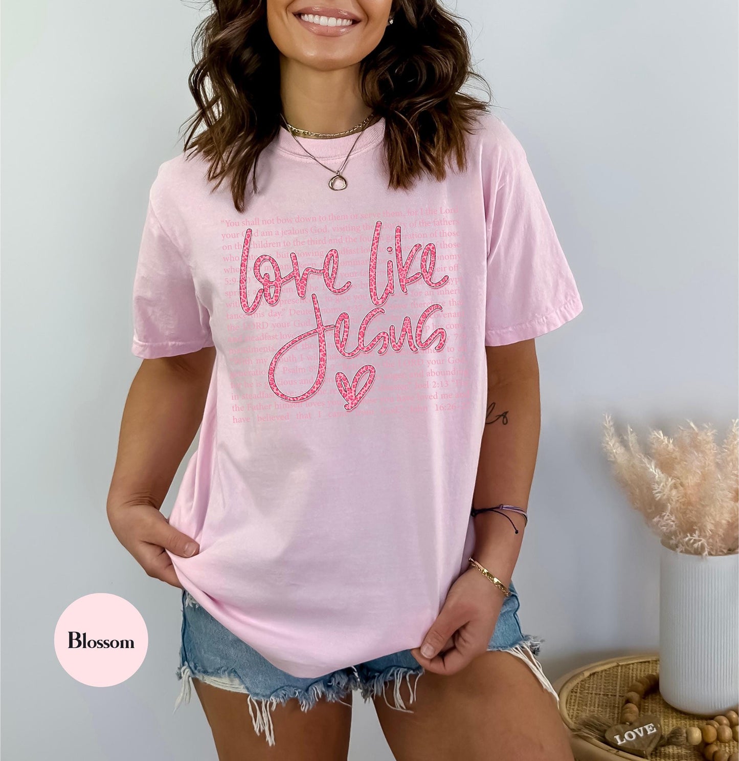 Love Like Jesus Comfort Colors® T Shirt | Jesus Leopard Print Christian Religious Easter TShirt | Y2K Bible Verse Jesus Faith Tee Shirt