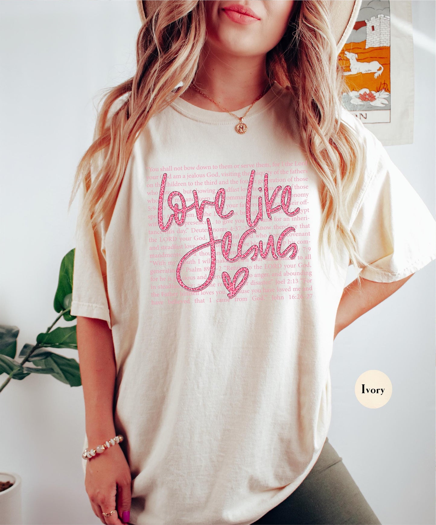 Love Like Jesus Comfort Colors® T Shirt | Jesus Leopard Print Christian Religious Easter TShirt | Y2K Bible Verse Jesus Faith Tee Shirt