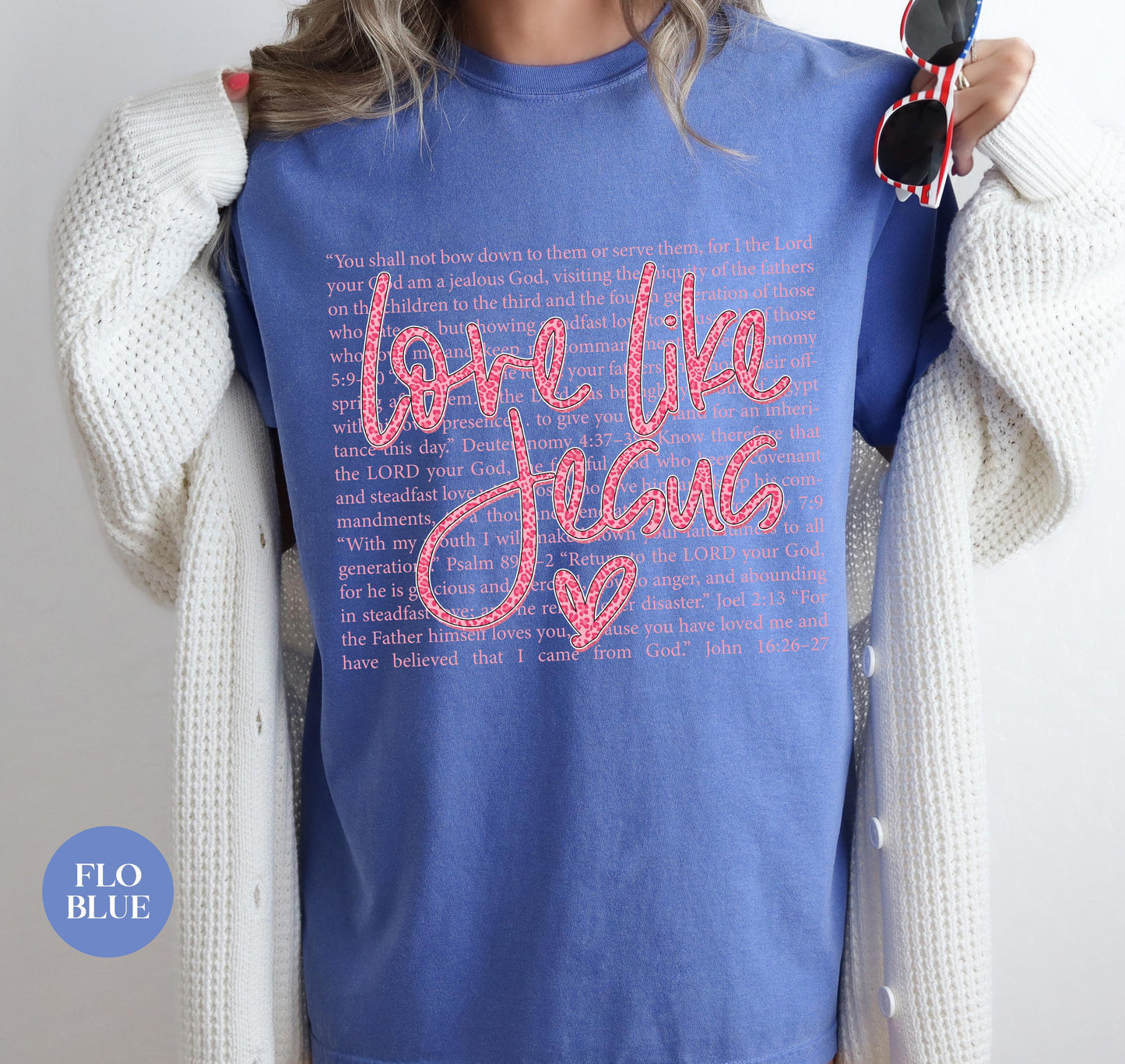 Love Like Jesus Comfort Colors® T Shirt | Jesus Leopard Print Christian Religious Easter TShirt | Y2K Bible Verse Jesus Faith Tee Shirt