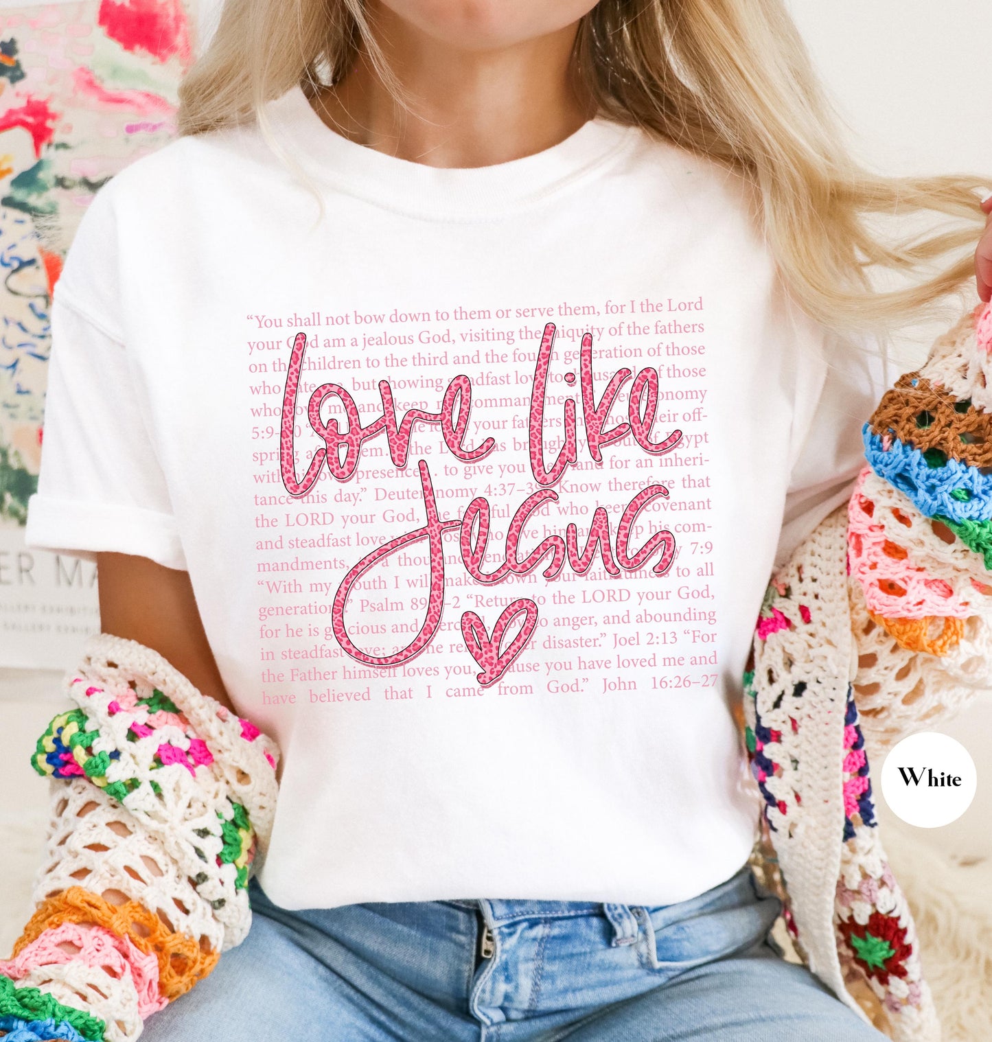 Love Like Jesus Comfort Colors® T Shirt | Jesus Leopard Print Christian Religious Easter TShirt | Y2K Bible Verse Jesus Faith Tee Shirt