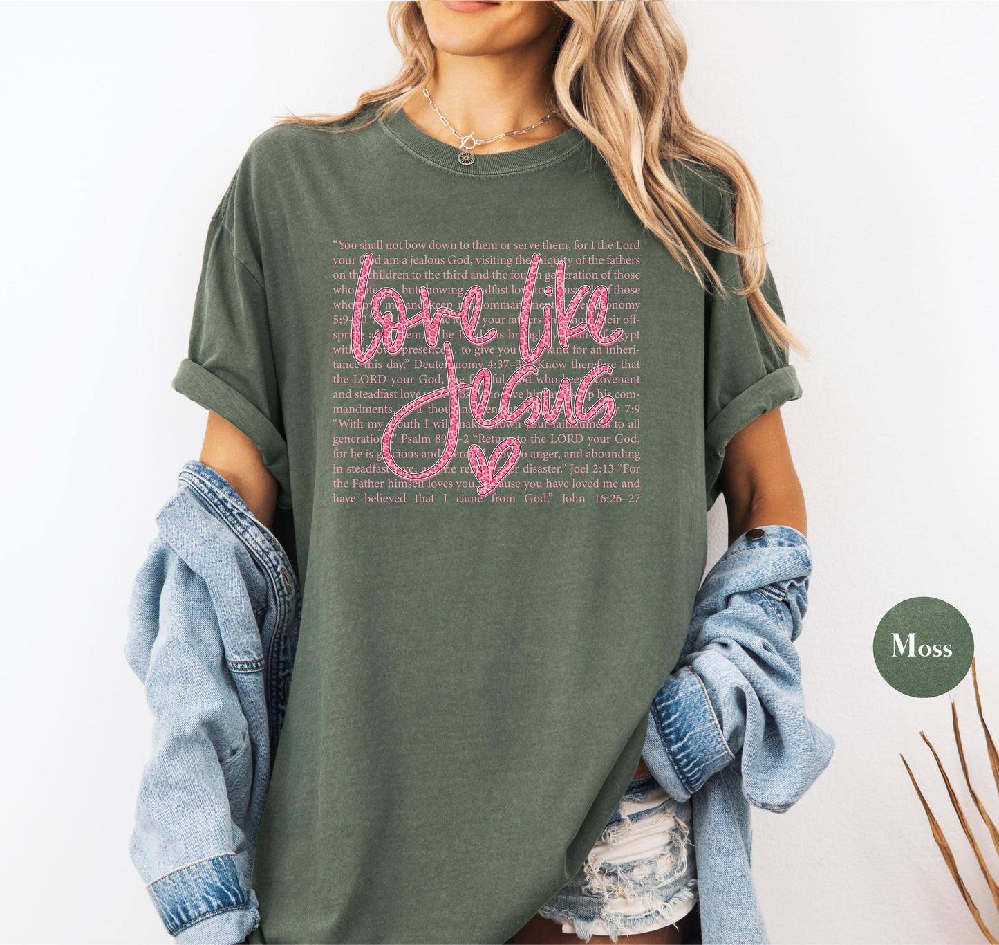 Love Like Jesus Comfort Colors® T Shirt | Jesus Leopard Print Christian Religious Easter TShirt | Y2K Bible Verse Jesus Faith Tee Shirt
