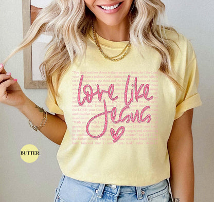 Love Like Jesus Comfort Colors® T Shirt | Jesus Leopard Print Christian Religious Easter TShirt | Y2K Bible Verse Jesus Faith Tee Shirt