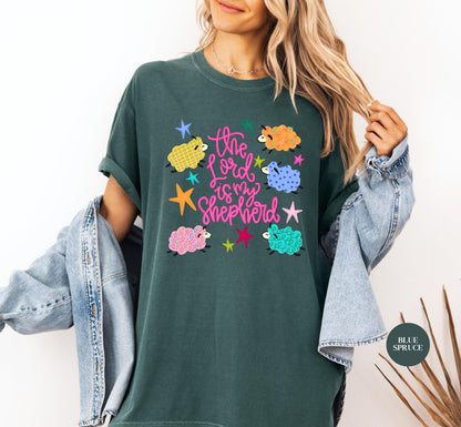 The Lord Is My Shepherd Comfort Colors® T Shirt | Cute Sheep Christian Religious Easter TShirt | Y2K Bible Jesus Faith Tee Shirt