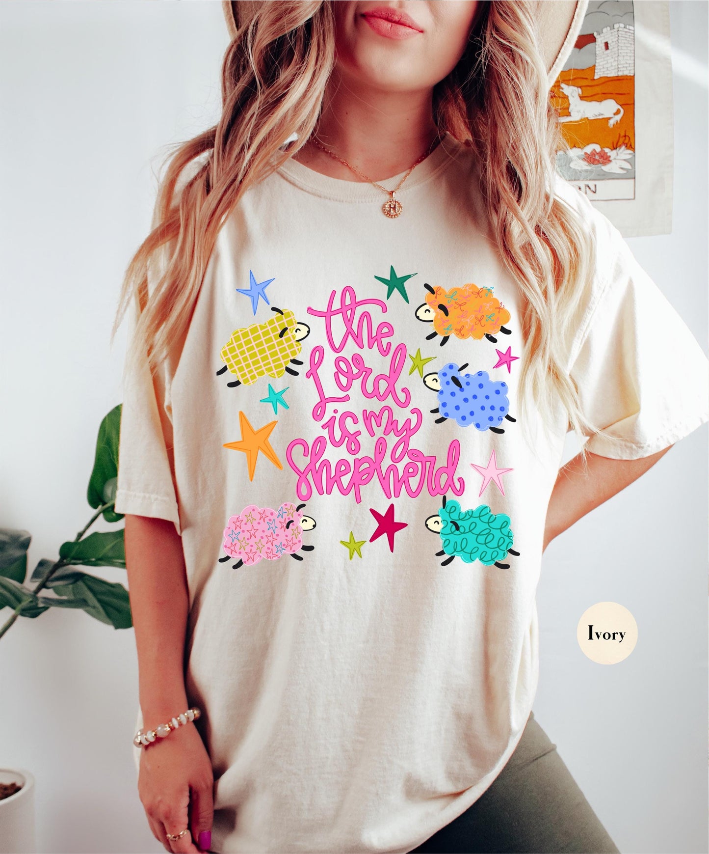 The Lord Is My Shepherd Comfort Colors® T Shirt | Cute Sheep Christian Religious Easter TShirt | Y2K Bible Jesus Faith Tee Shirt