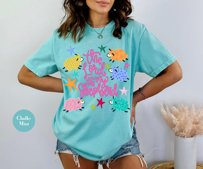 The Lord Is My Shepherd Comfort Colors® T Shirt | Cute Sheep Christian Religious Easter TShirt | Y2K Bible Jesus Faith Tee Shirt