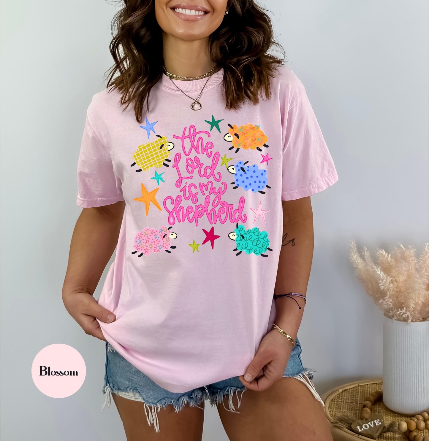 The Lord Is My Shepherd Comfort Colors® T Shirt | Cute Sheep Christian Religious Easter TShirt | Y2K Bible Jesus Faith Tee Shirt