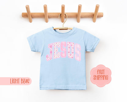 Kids Floral Pink Preppy Jesus Easter Comfort Colors® Graphic Shirt | Baby Toddler Child's Jesus Christian Faith TShirt Shirt | Easter Tee