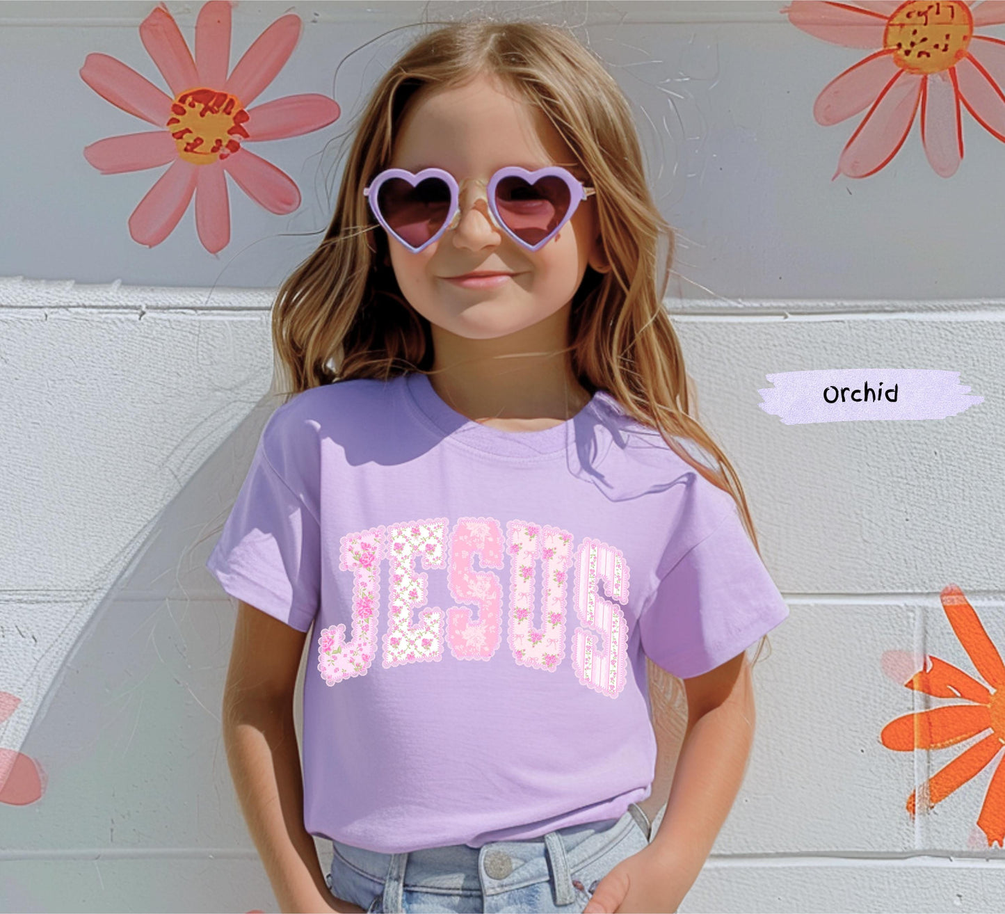 Kids Floral Pink Preppy Jesus Easter Comfort Colors® Graphic Shirt | Baby Toddler Child's Jesus Christian Faith TShirt Shirt | Easter Tee
