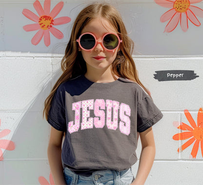 Kids Floral Pink Preppy Jesus Easter Comfort Colors® Graphic Shirt | Baby Toddler Child's Jesus Christian Faith TShirt Shirt | Easter Tee