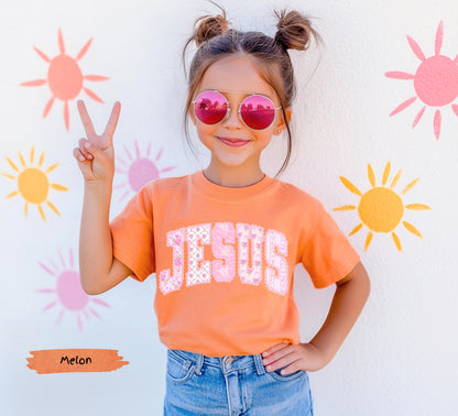 Kids Floral Pink Preppy Jesus Easter Comfort Colors® Graphic Shirt | Baby Toddler Child's Jesus Christian Faith TShirt Shirt | Easter Tee