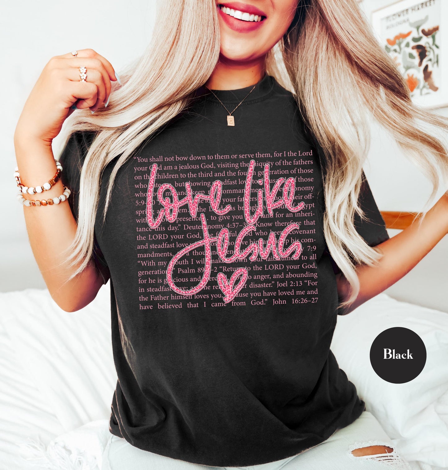 Love Like Jesus Comfort Colors® T Shirt | Jesus Leopard Print Christian Religious Easter TShirt | Y2K Bible Verse Jesus Faith Tee Shirt