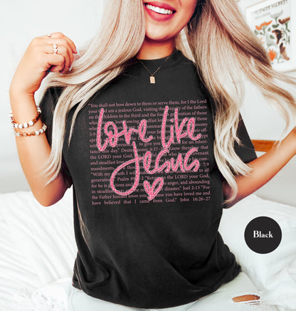 Love Like Jesus Comfort Colors® T Shirt | Jesus Leopard Print Christian Religious Easter TShirt | Y2K Bible Verse Jesus Faith Tee Shirt
