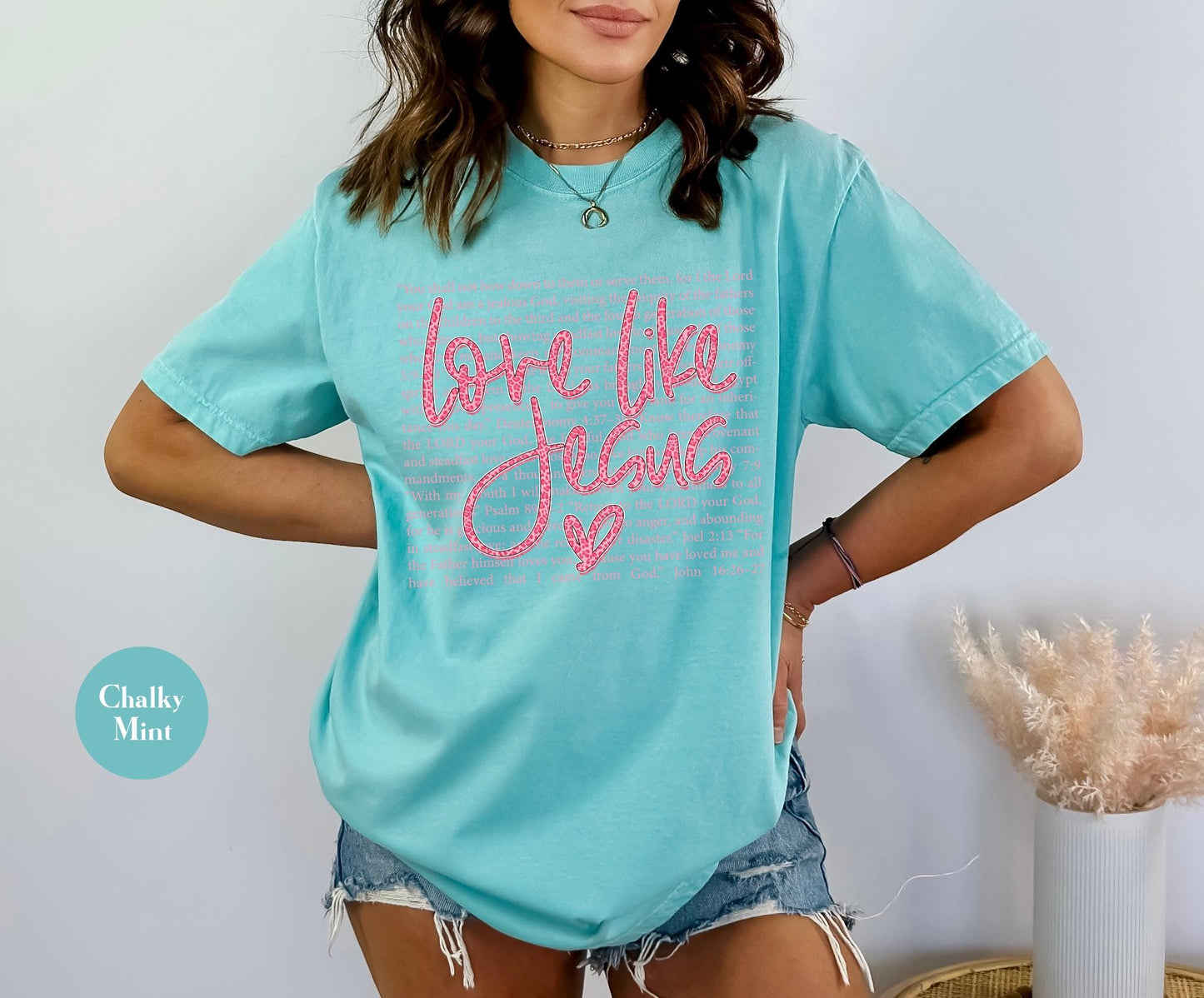 Love Like Jesus Comfort Colors® T Shirt | Jesus Leopard Print Christian Religious Easter TShirt | Y2K Bible Verse Jesus Faith Tee Shirt