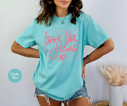 Love Like Jesus Comfort Colors® T Shirt | Jesus Leopard Print Christian Religious Easter TShirt | Y2K Bible Verse Jesus Faith Tee Shirt