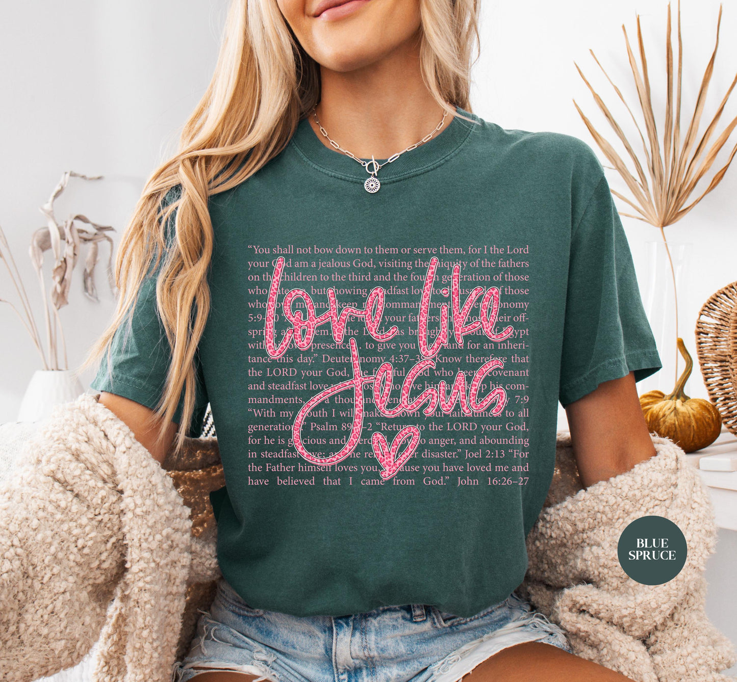 Love Like Jesus Comfort Colors® T Shirt | Jesus Leopard Print Christian Religious Easter TShirt | Y2K Bible Verse Jesus Faith Tee Shirt