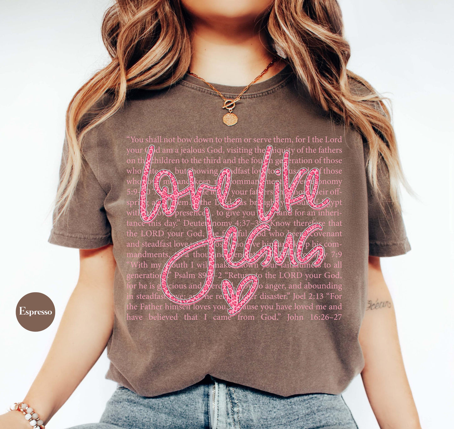 Love Like Jesus Comfort Colors® T Shirt | Jesus Leopard Print Christian Religious Easter TShirt | Y2K Bible Verse Jesus Faith Tee Shirt