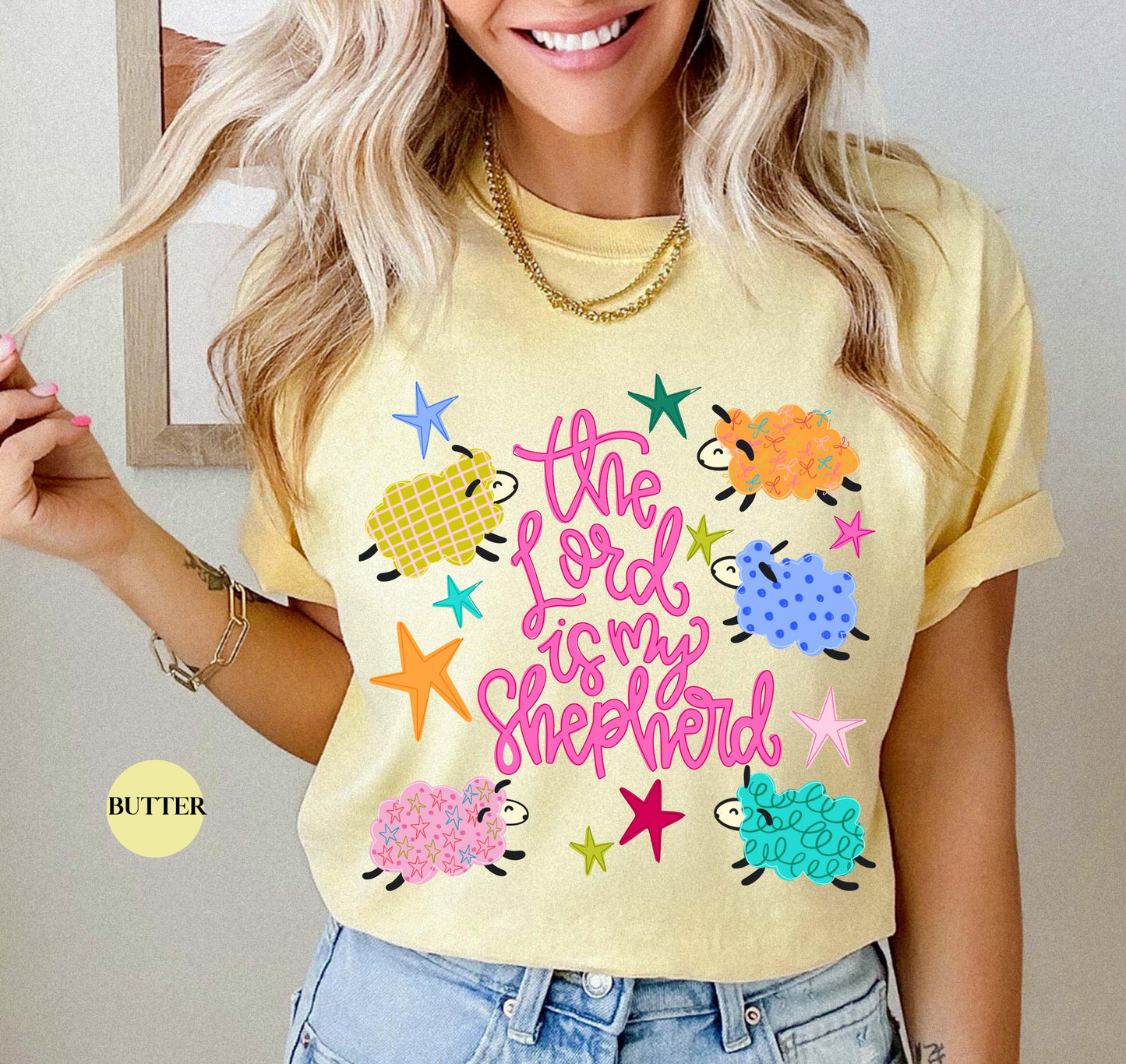 The Lord Is My Shepherd Comfort Colors® T Shirt | Cute Sheep Christian Religious Easter TShirt | Y2K Bible Jesus Faith Tee Shirt