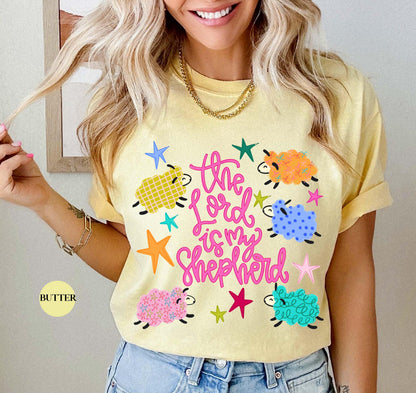 The Lord Is My Shepherd Comfort Colors® T Shirt | Cute Sheep Christian Religious Easter TShirt | Y2K Bible Jesus Faith Tee Shirt