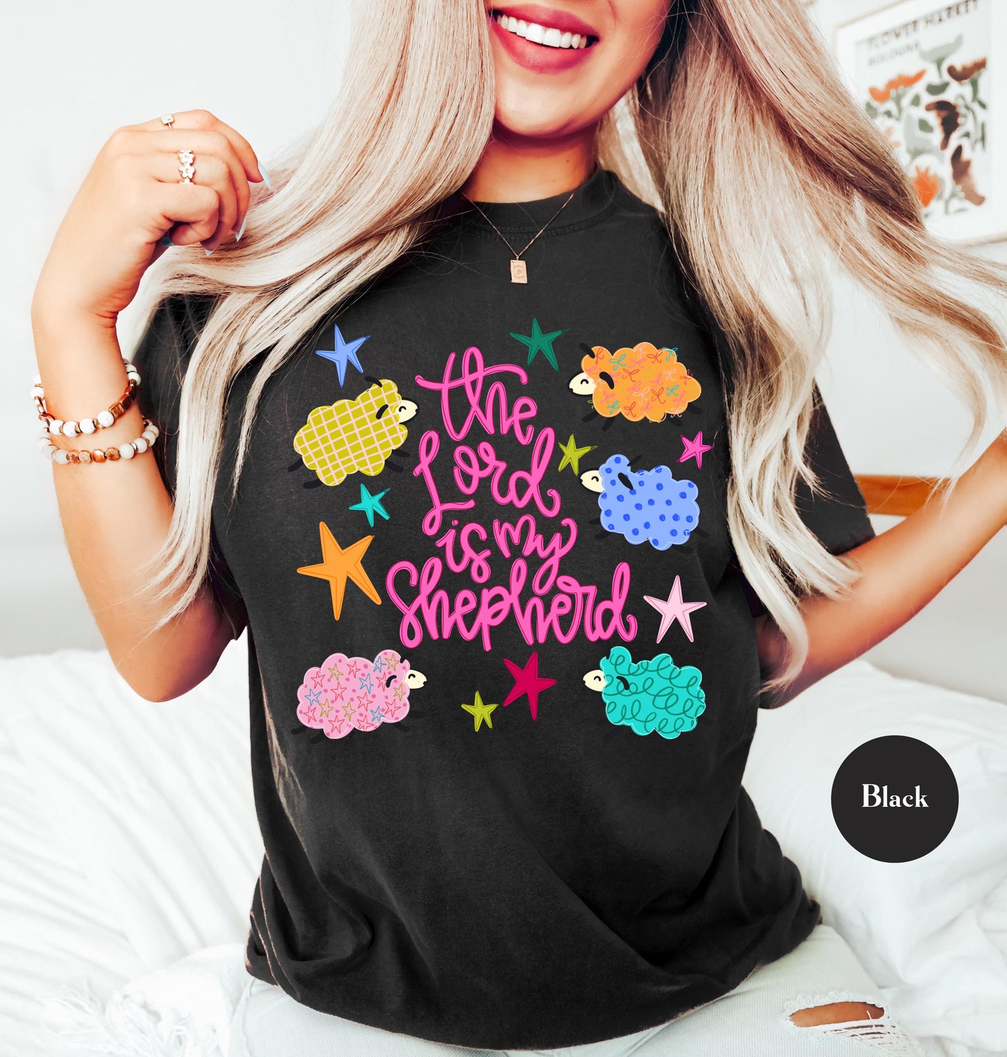 The Lord Is My Shepherd Comfort Colors® T Shirt | Cute Sheep Christian Religious Easter TShirt | Y2K Bible Jesus Faith Tee Shirt