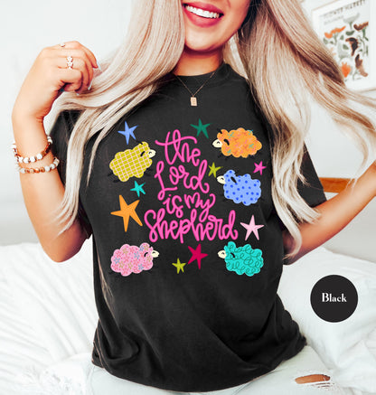 The Lord Is My Shepherd Comfort Colors® T Shirt | Cute Sheep Christian Religious Easter TShirt | Y2K Bible Jesus Faith Tee Shirt
