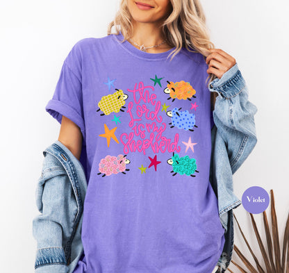 The Lord Is My Shepherd Comfort Colors® T Shirt | Cute Sheep Christian Religious Easter TShirt | Y2K Bible Jesus Faith Tee Shirt