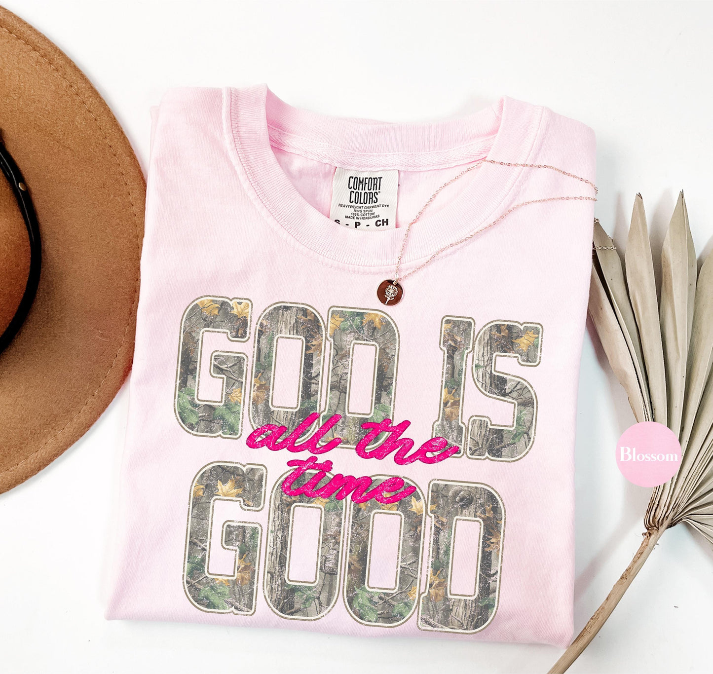 Camo God Is Good Comfort Colors® T Shirt | All The Time Camouflage God Is Good Christianity TShirt | Christian Faith Hunting Shirt Tee