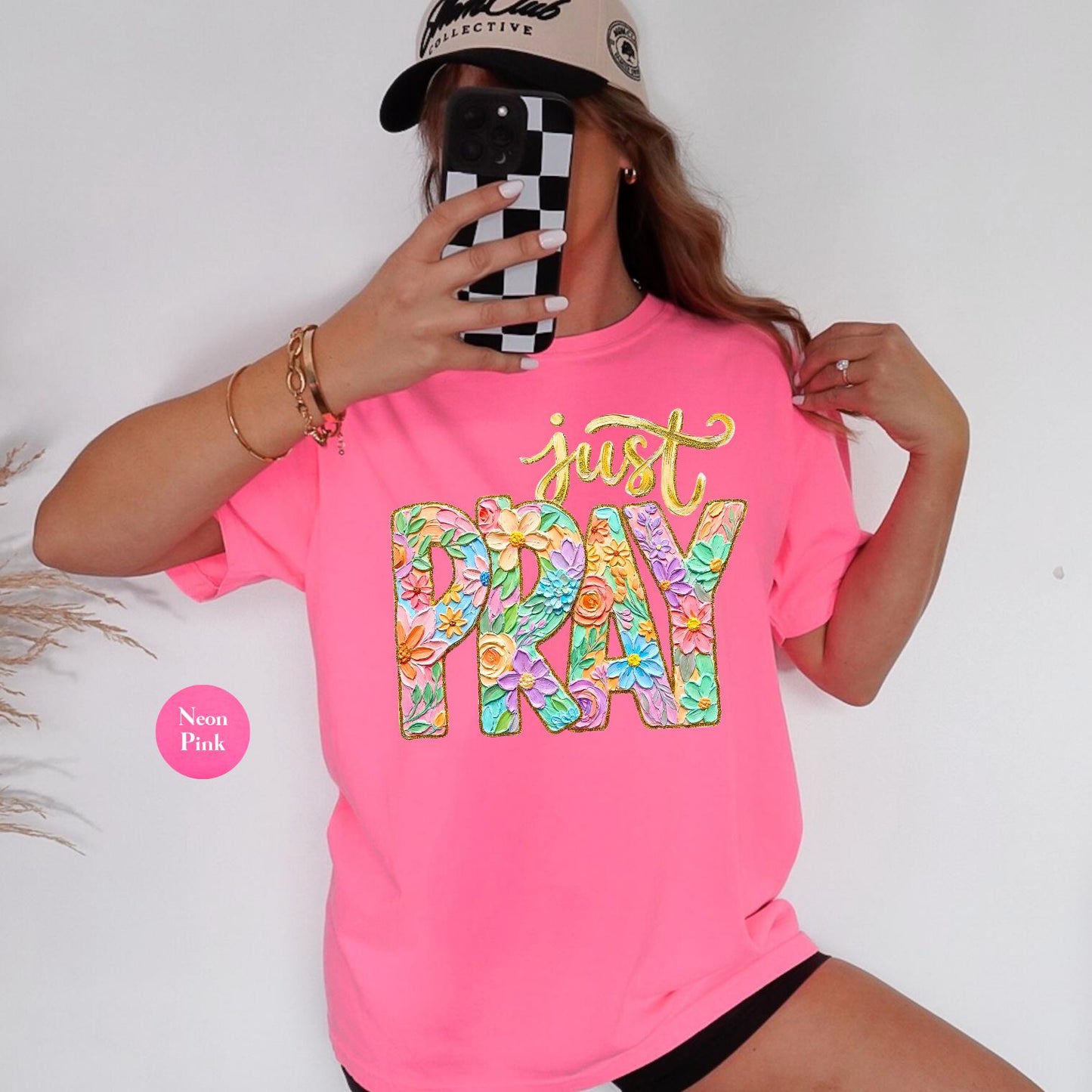 Just Pray Floral Flower Comfort Colors® Shirt | Pray Christianity Christian Tee Tshirt | Flower Faith Christian Shirt | Preppy Tee Shirt