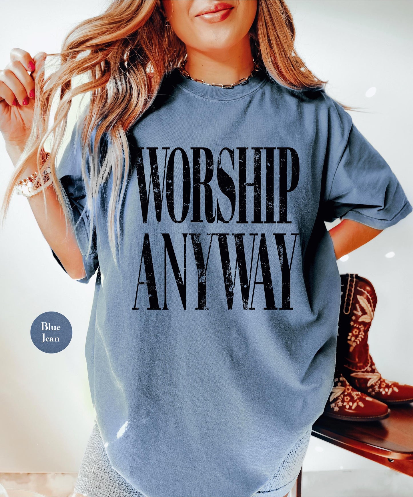 Worship Anyway Comfort Colors® Shirt | Christianity Faith Tshirt Shirt | Christian Faith Inspired Religious Shirt | Vintage Church Shirt Tee