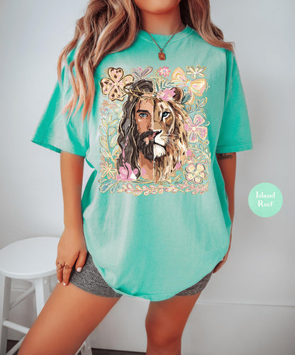 Lion Of Judah Jesus Comfort Colors® Shirt | Christianity Faith Tshirt Shirt | Christian Graphic Religious Shirt | Vintage Church Shirt Tee