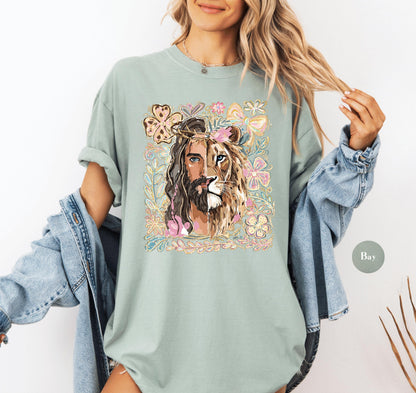 Lion Of Judah Jesus Comfort Colors® Shirt | Christianity Faith Tshirt Shirt | Christian Graphic Religious Shirt | Vintage Church Shirt Tee