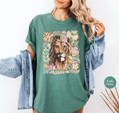 Lion Of Judah Jesus Comfort Colors® Shirt | Christianity Faith Tshirt Shirt | Christian Graphic Religious Shirt | Vintage Church Shirt Tee