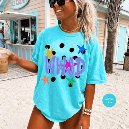 WWJD Comfort Colors® Shirt | Christianity Faith Tshirt Shirt | Catholic Godly Religious Retro Shirt | Stars And Spots Trendy Church Tee