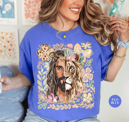 Lion Of Judah Jesus Comfort Colors® Shirt | Christianity Faith Tshirt Shirt | Christian Graphic Religious Shirt | Vintage Church Shirt Tee