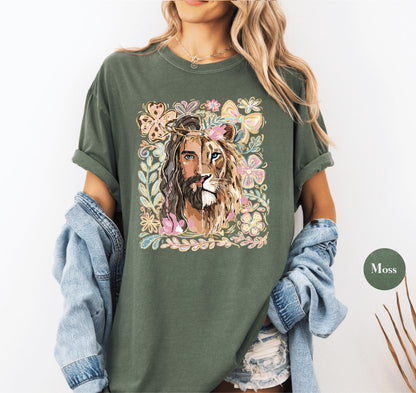 Lion Of Judah Jesus Comfort Colors® Shirt | Christianity Faith Tshirt Shirt | Christian Graphic Religious Shirt | Vintage Church Shirt Tee