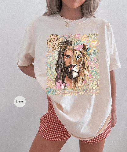 Lion Of Judah Jesus Comfort Colors® Shirt | Christianity Faith Tshirt Shirt | Christian Graphic Religious Shirt | Vintage Church Shirt Tee