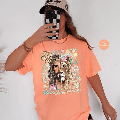 Lion Of Judah Jesus Comfort Colors® Shirt | Christianity Faith Tshirt Shirt | Christian Graphic Religious Shirt | Vintage Church Shirt Tee