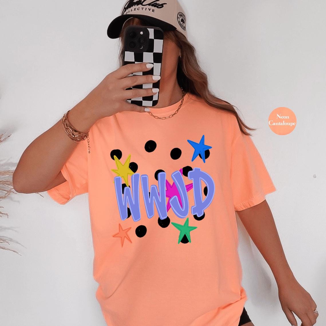 WWJD Comfort Colors® Shirt | Christianity Faith Tshirt Shirt | Catholic Godly Religious Retro Shirt | Stars And Spots Trendy Church Tee