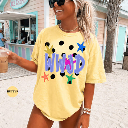 WWJD Comfort Colors® Shirt | Christianity Faith Tshirt Shirt | Catholic Godly Religious Retro Shirt | Stars And Spots Trendy Church Tee