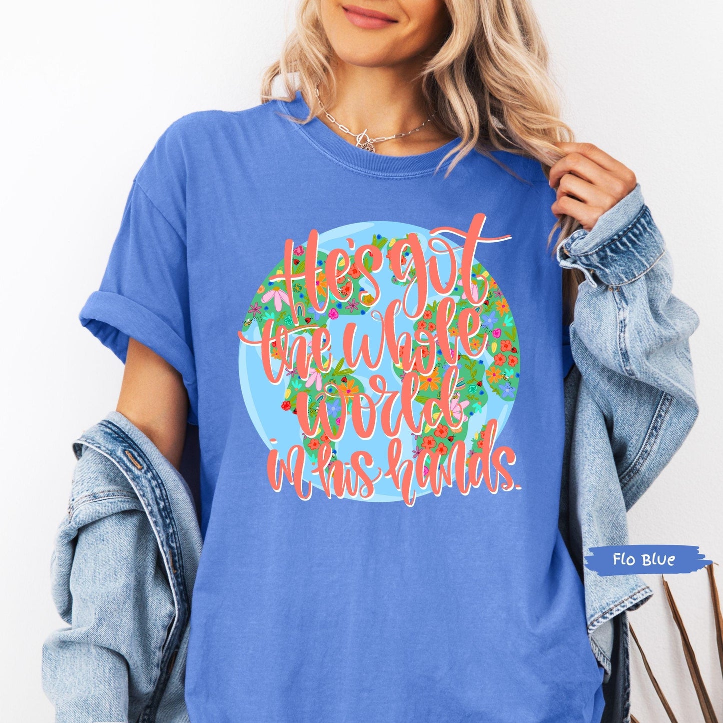 He's Got The Whole World In His Hands Comfort Colors® Shirt | Christian Godly TShirt | Bible Tee | Church | Christianity Faith Tee Shirt