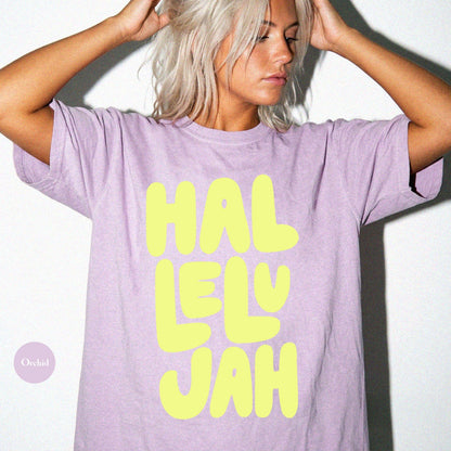 Hallelujah Comfort Colors® Shirt | Jesus Christian Faith TShirt | Christianity Godly Tee | Church Meeting Camp Shirt Tee | Catholic Shirt
