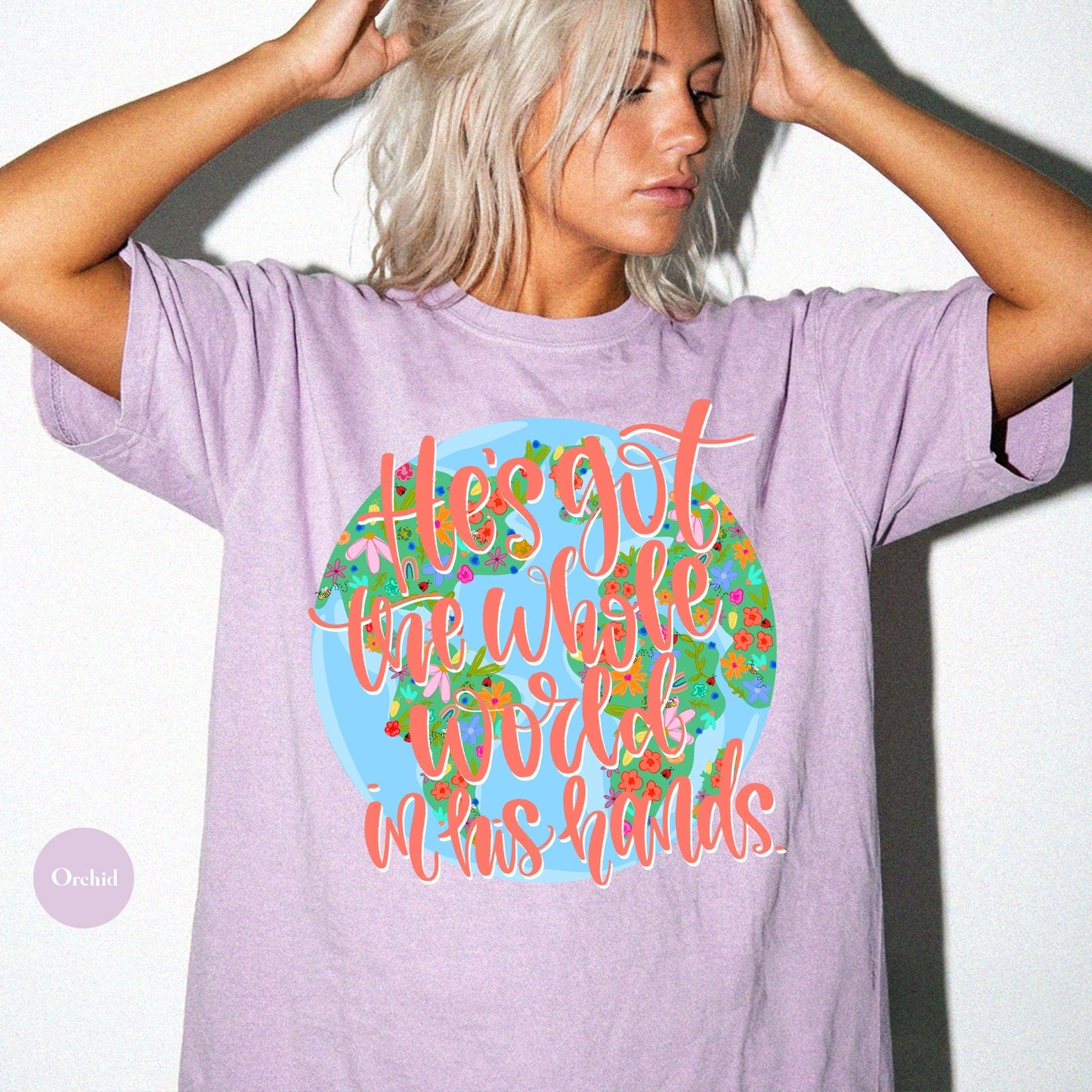 He's Got The Whole World In His Hands Comfort Colors® Shirt | Christian Godly TShirt | Bible Tee | Church | Christianity Faith Tee Shirt