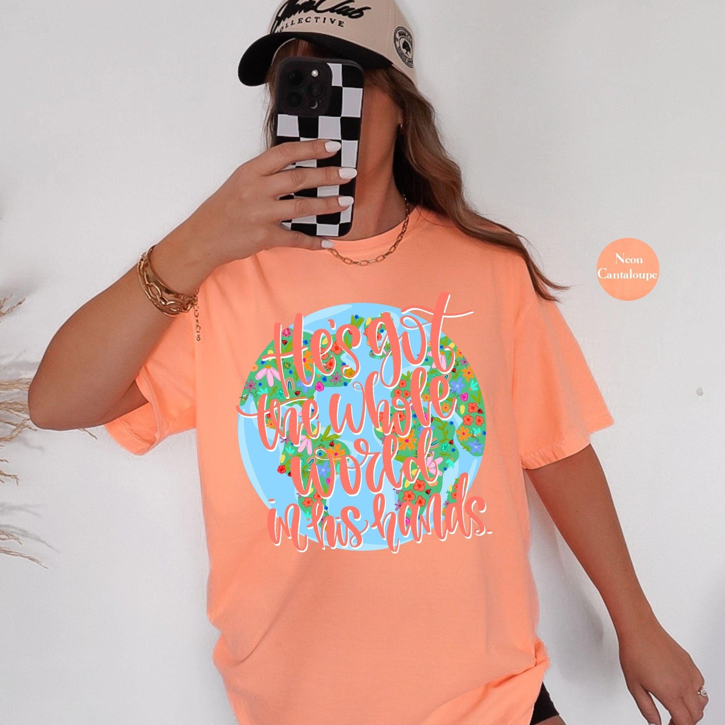 He's Got The Whole World In His Hands Comfort Colors® Shirt | Christian Godly TShirt | Bible Tee | Church | Christianity Faith Tee Shirt