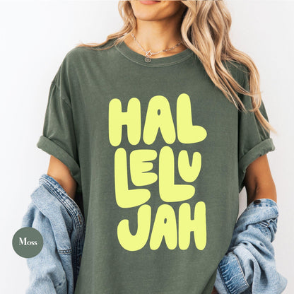 Hallelujah Comfort Colors® Shirt | Jesus Christian Faith TShirt | Christianity Godly Tee | Church Meeting Camp Shirt Tee | Catholic Shirt